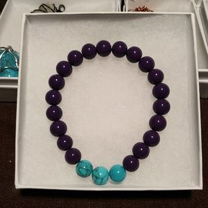 Blue howlite and purple glass healing bracelet